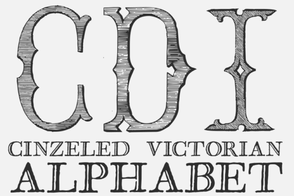 Cinzeled Victorian Alphabet Font for Editorial Design